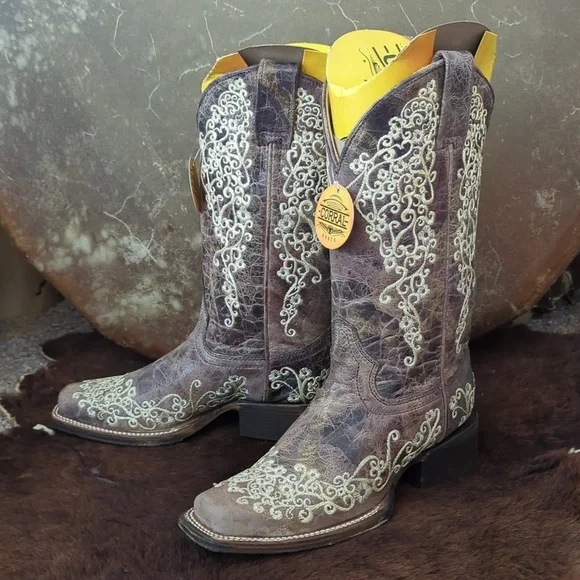 CORRAL A2663 floral embroidery "Lisa" distressed leather cowgirl boots sz6.5 NEW - Picture 5 of 16